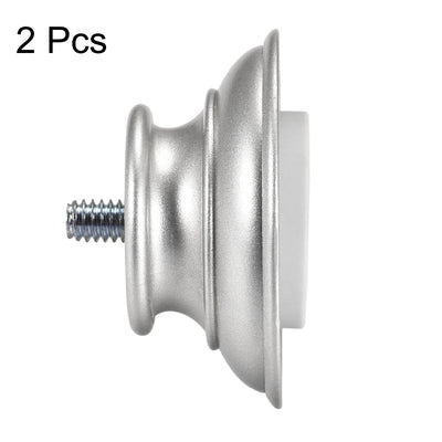 Harfington Uxcell Curtain Rod Finials Plastic End for 19mm Drapery Pole 35mm x 54mm Silver 2pcs