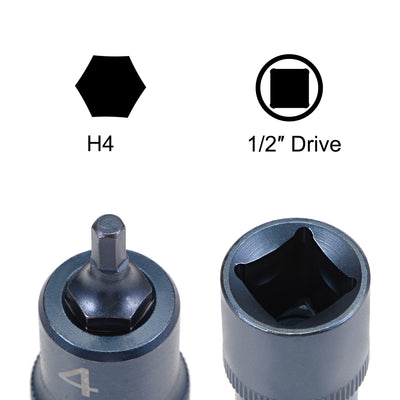 Harfington Uxcell Drive x Hex Bit Socket, S2 Steel Bits, CR-V Steel Sockets Metric (For Hand Use Only)