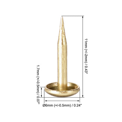 Harfington Uxcell Upholstery Nails Tacks 6mm Dia 11mm Height Round Thumb Push Pins Gold Tone 150 Pcs