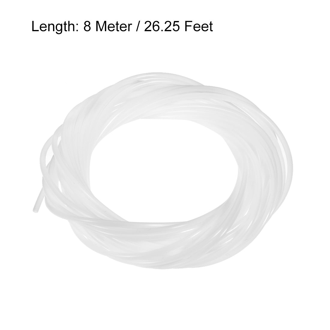 Uxcell Uxcell PTFE Tube 26Ft - ID 4mm x OD 6mm Fit 3mm Filament for 3D Printer White