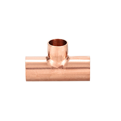 Harfington Uxcell 5/8-inch x 1/2-inch x 5/8-inch Copper Reducing Tee Copper Pressure Pipe Fitting Conector  for Plumbing Supply and Refrigeration 2pcs