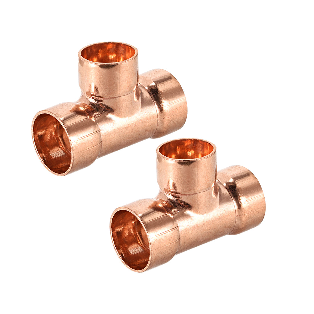 uxcell Uxcell 7/8-inch x 3/4-inch x 7/8-inch Copper Reducing Tee Copper Pressure Pipe Fitting Conector  for Plumbing Supply and Refrigeration 2pcs