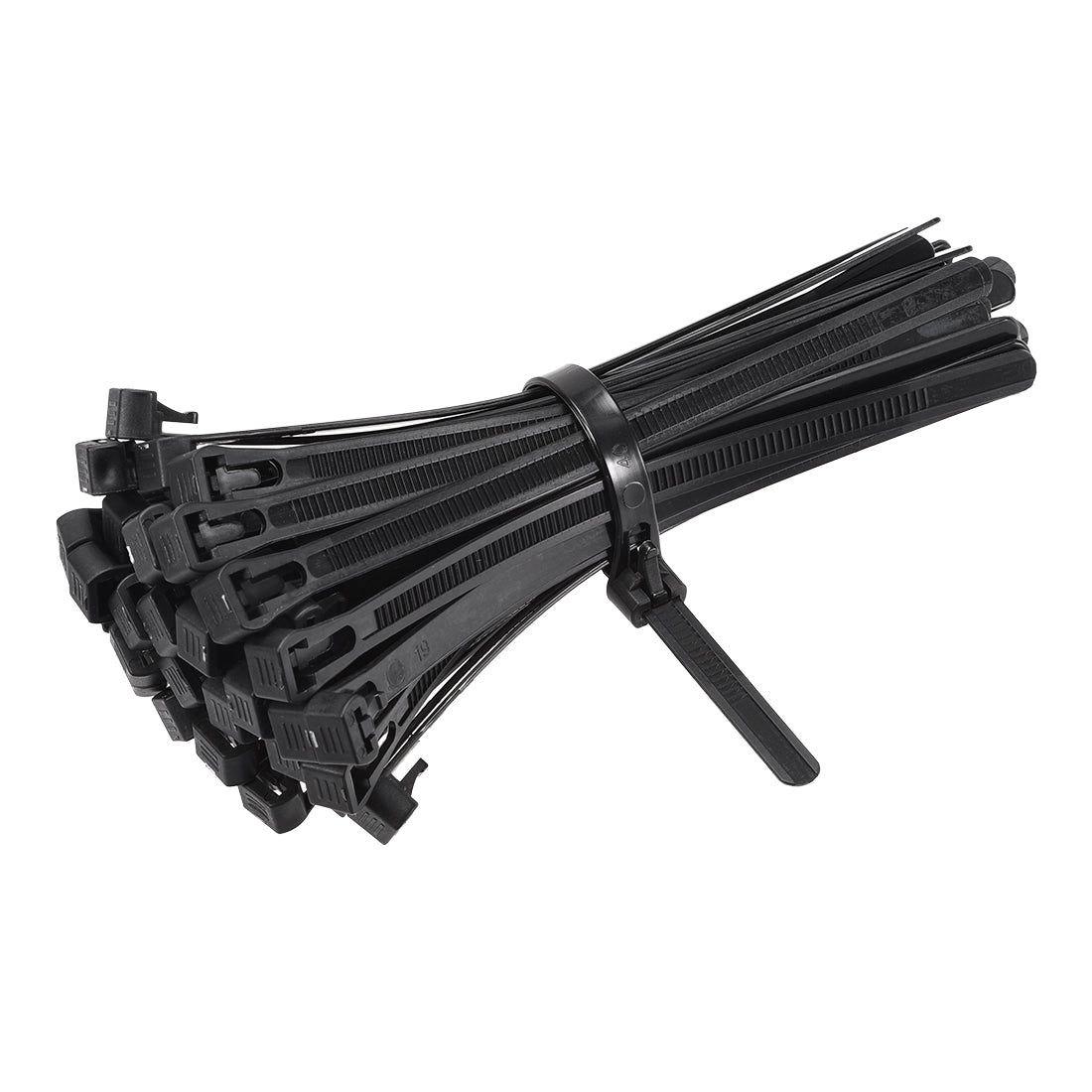 uxcell Uxcell Reusable Cable Ties 200mmx7.2mm Adjustable Nylon Zip Ties Wraps Black 50pcs