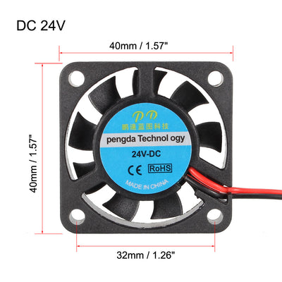 Harfington Uxcell 40mmx40mmx10mm Cooling Fan DC 24V for 3D Printer Extruder