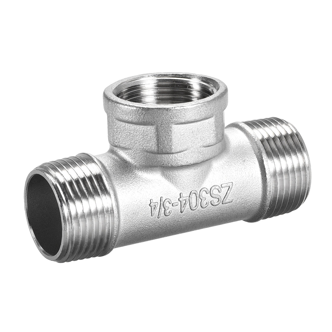 uxcell Uxcell Stainless Steel 304 Cast  Pipe Fitting 3/4 BSPT Male x 3/4 BSPT Female x 3/4 BSPT Male Tee Shaped Connector Coupler