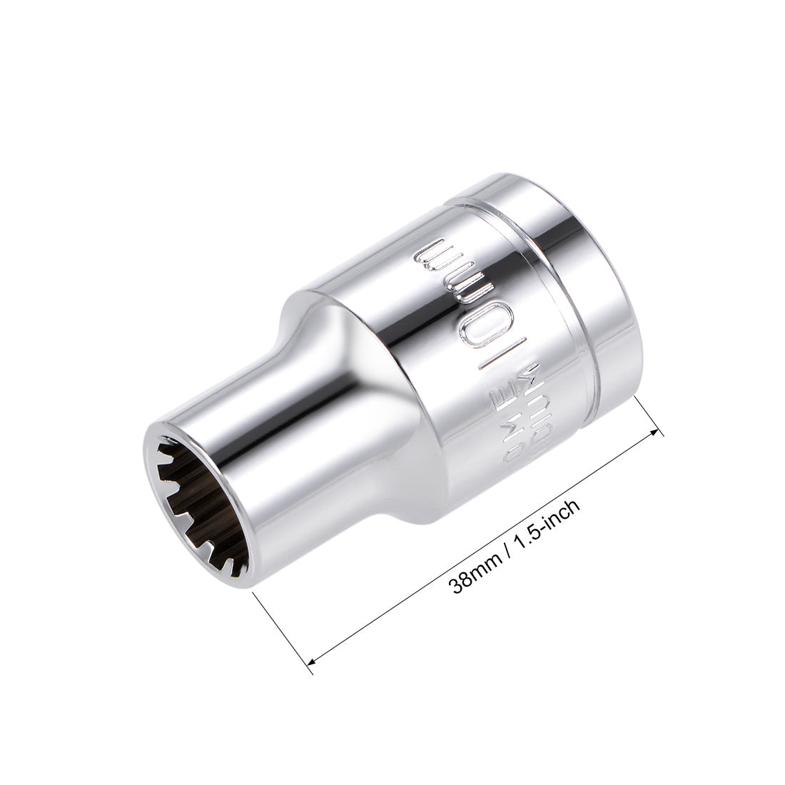 uxcell Uxcell 1/2-inch Drive E10 Universal Spline Socket Shallow 12 Point Cr-V Steel