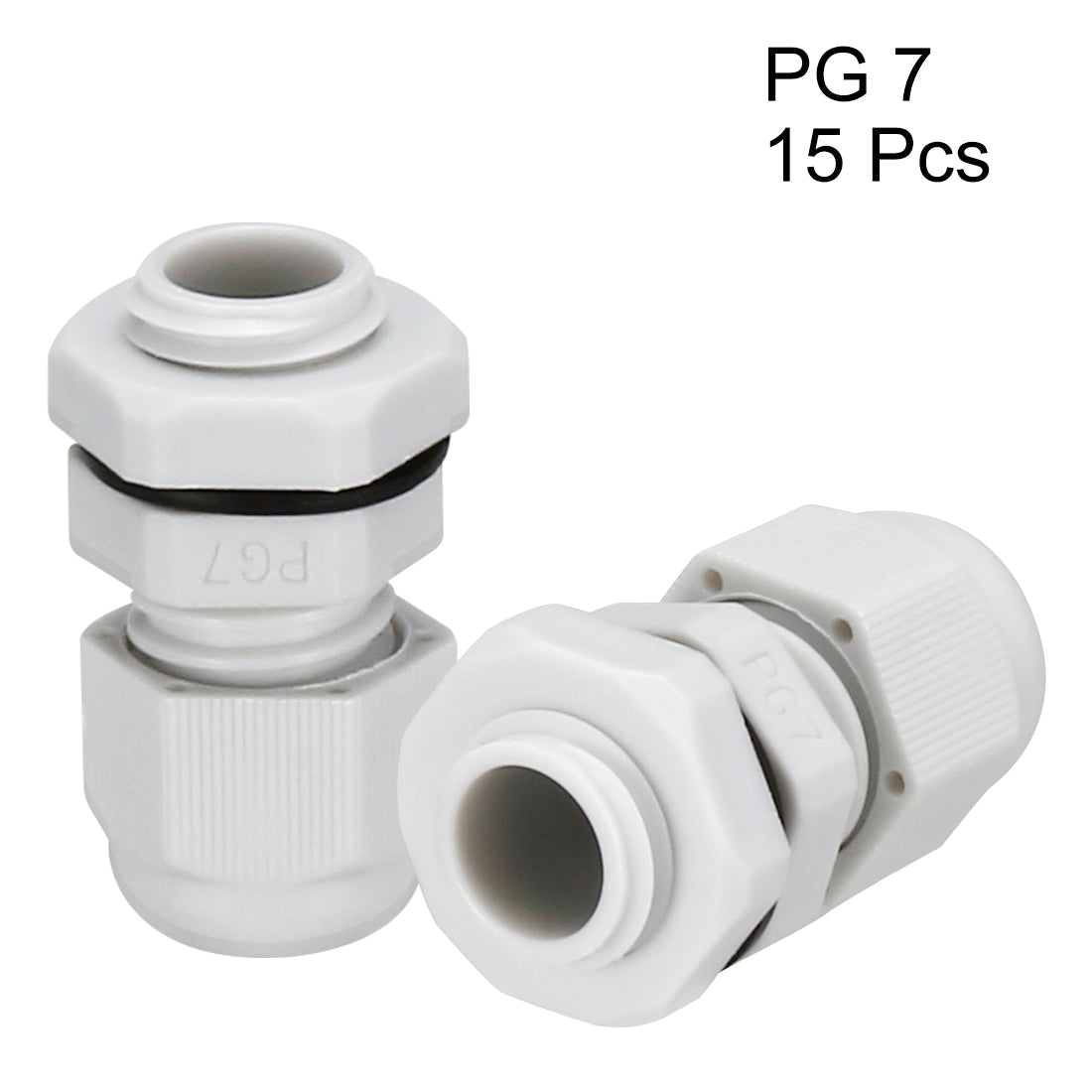 uxcell Uxcell PG7 Cable Gland Waterproof Plastic Joint Adjustable Locknut White for 3mm-6.5mm Dia Cable Wire 15 Pcs