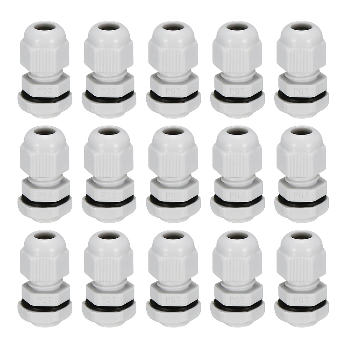 uxcell Uxcell PG7 Cable Gland Waterproof Plastic Joint Adjustable Locknut White for 3mm-6.5mm Dia Cable Wire 15 Pcs