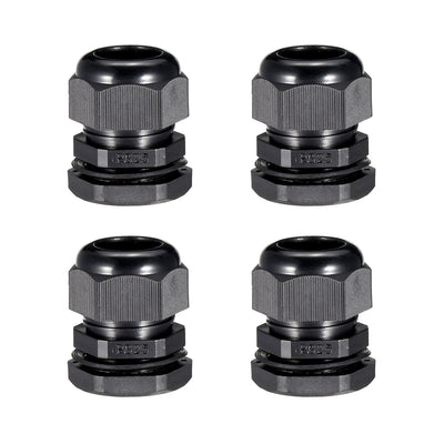 Harfington Uxcell PG25 Cable Gland Waterproof Plastic Joint Adjustable Locknut Black for 16mm-21mm Dia Cable Wire 4 Pcs