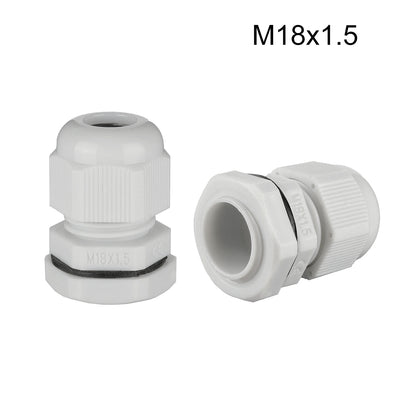 Harfington Uxcell M18 Cable Gland Waterproof Plastic Joint Adjustable Locknut White for 5mm-10mm Dia Cable Wire 2 Pcs
