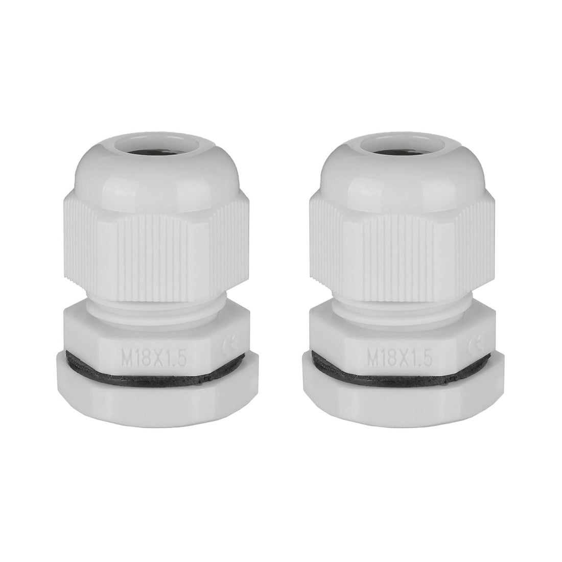 uxcell Uxcell M18 Cable Gland Waterproof Plastic Joint Adjustable Locknut White for 5mm-10mm Dia Cable Wire 2 Pcs