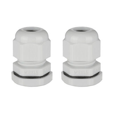 Harfington Uxcell M18 Cable Gland Waterproof Plastic Joint Adjustable Locknut White for 5mm-10mm Dia Cable Wire 2 Pcs