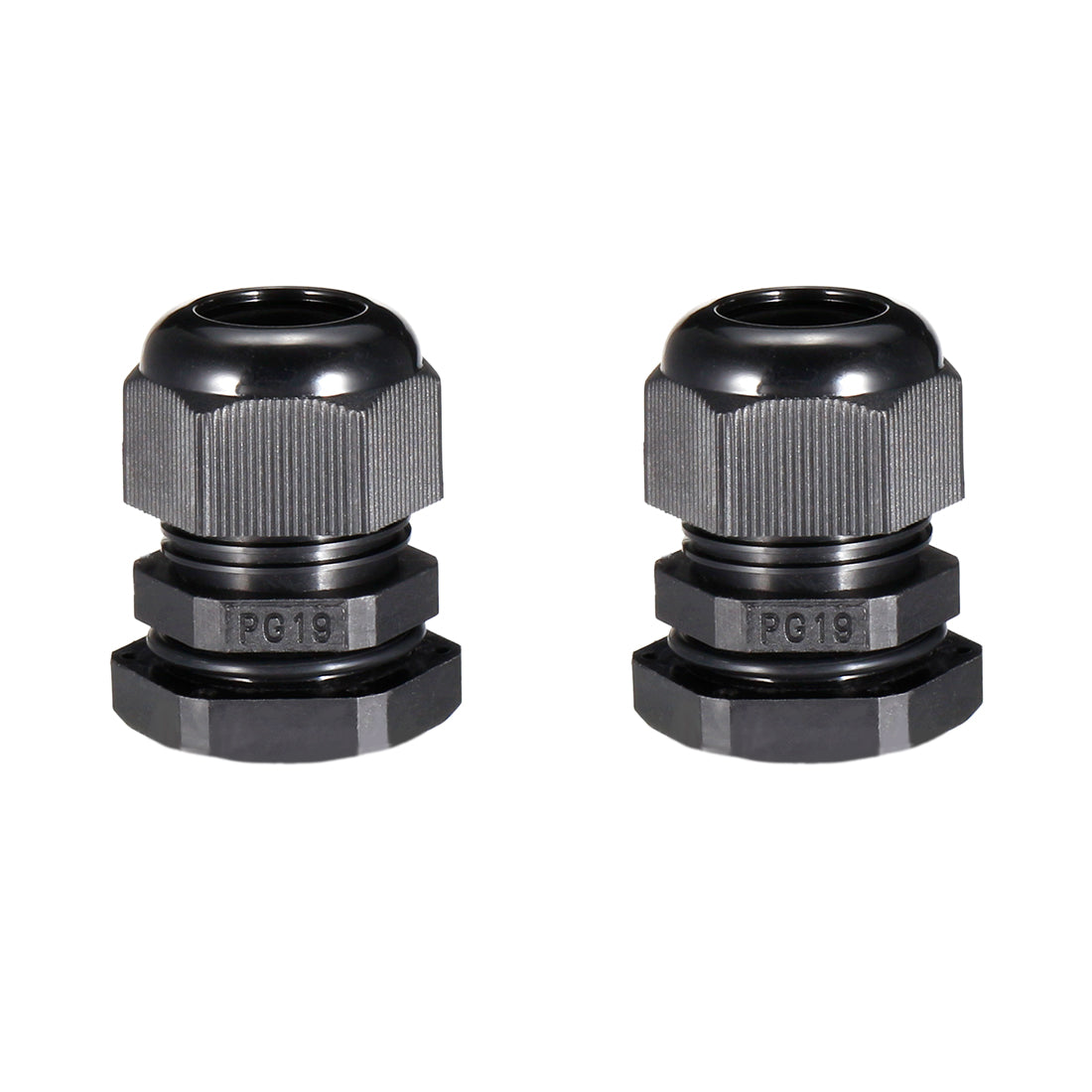 uxcell Uxcell PG19 Cable Gland Waterproof Plastic Joint Adjustable Locknut Black for 12mm-15mm Dia Cable Wire 2 Pcs