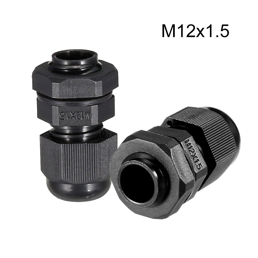 uxcell Uxcell M12 Cable Gland Waterproof Plastic Joint Adjustable Locknut Black for 3mm-6.5mm Dia Cable Wire 2 Pcs