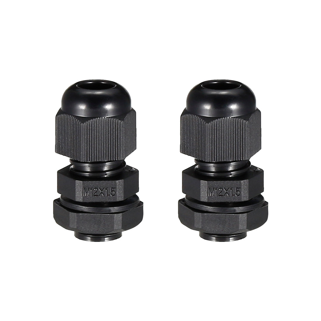 uxcell Uxcell M12 Cable Gland Waterproof Plastic Joint Adjustable Locknut Black for 3mm-6.5mm Dia Cable Wire 2 Pcs