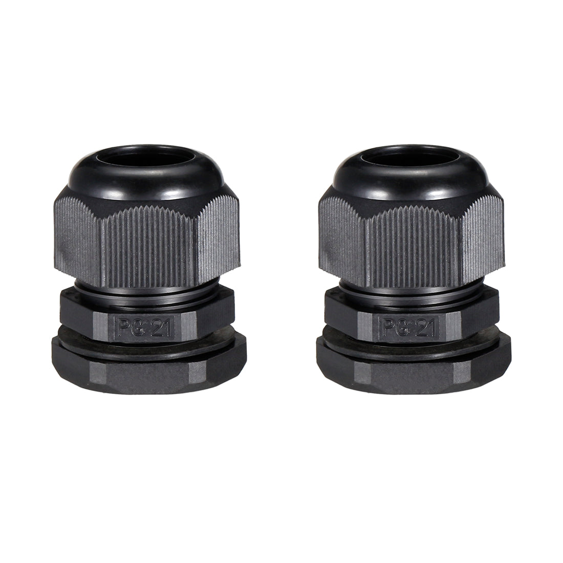 uxcell Uxcell PG21 Cable Gland Waterproof Plastic Joint Adjustable Locknut Black for 12mm-18mm Dia Cable Wire 2 Pcs