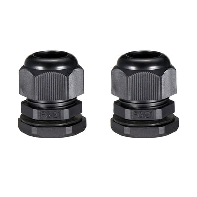 Harfington Uxcell PG21 Cable Gland Waterproof Plastic Joint Adjustable Locknut Black for 12mm-18mm Dia Cable Wire 2 Pcs