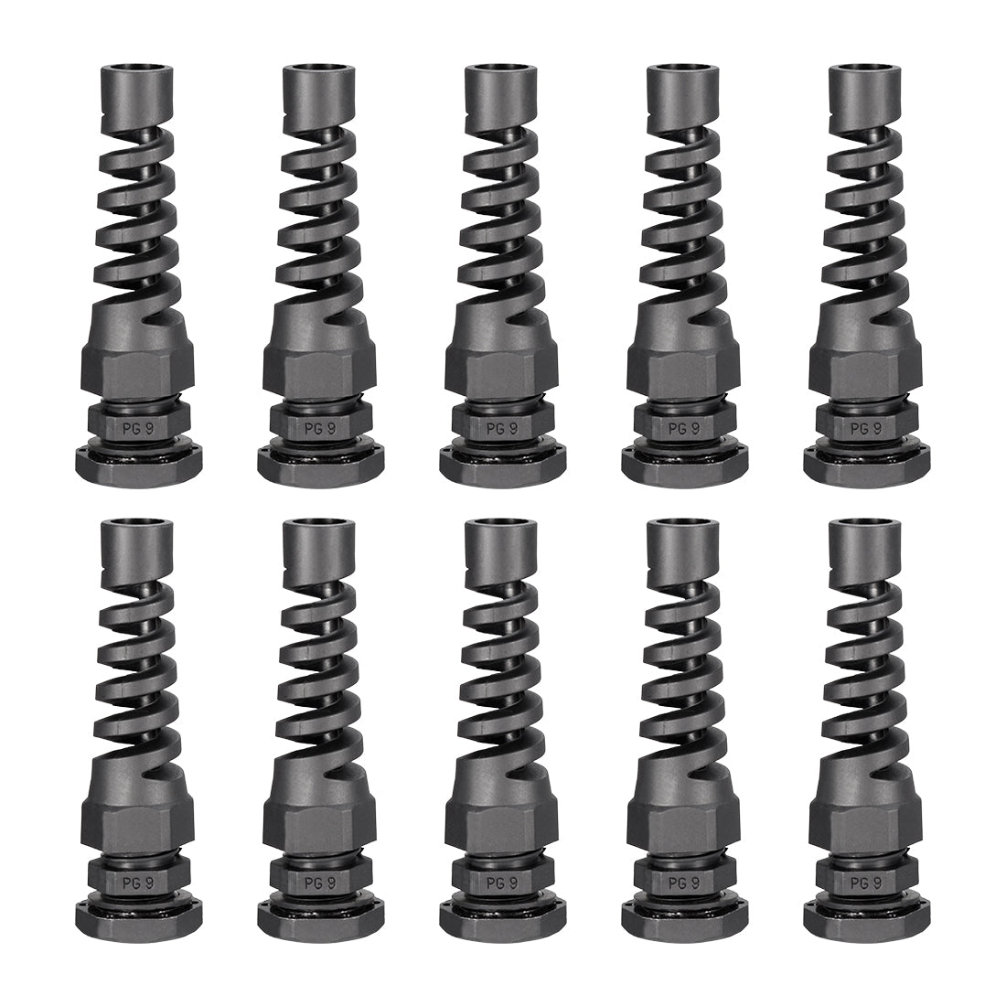 uxcell Uxcell PG9 Cable Gland Waterproof IP68 Nylon Joint Adjustable Locknut with Strain Relief for 4-8mm Dia Wire , 10pcs