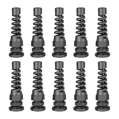 Harfington Uxcell PG9 Cable Gland Waterproof IP68 Nylon Joint Adjustable Locknut with Strain Relief for 4-8mm Dia Wire , 10pcs