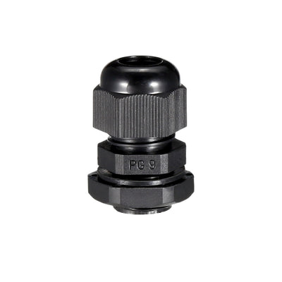 Harfington Uxcell PG9 Cable Gland Waterproof Plastic Joint Adjustable Locknut Black for 4mm-8mm Dia Cable Wire