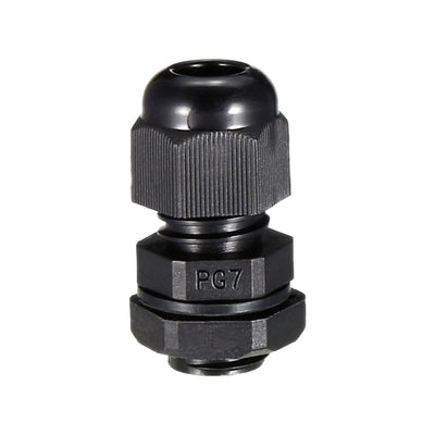 Harfington Uxcell PG7 Cable Gland Waterproof Plastic Joint Adjustable Locknut Black for 3mm-6.5mm Dia Cable Wire