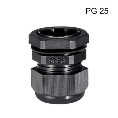 Harfington Uxcell PG25 Cable Gland Waterproof Plastic Connector Adjustable Locknut Black for 16mm-21mm Dia Cable Wire