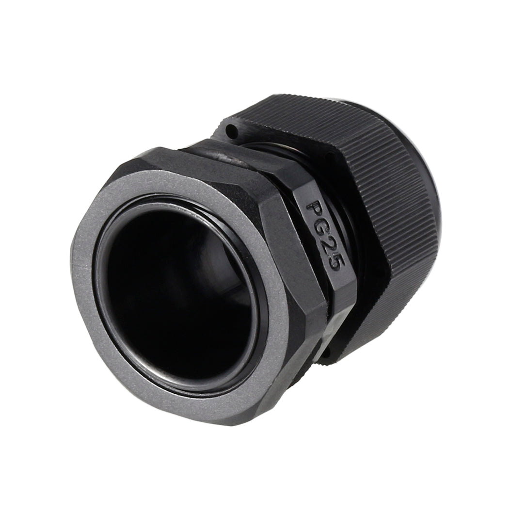 uxcell Uxcell PG25 Cable Gland Waterproof Plastic Connector Adjustable Locknut Black for 16mm-21mm Dia Cable Wire
