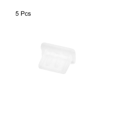 Harfington Uxcell Silicone Mini USB Anti-Dust Stopper Cap Cover Transparent 5pcs