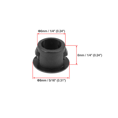 Harfington Uxcell Hole Plugs Black Plastic 6mm(1/4-inch) Snap in Locking Hole Tube Fastener Cover Flush Type Panel Plugs 50 Pcs