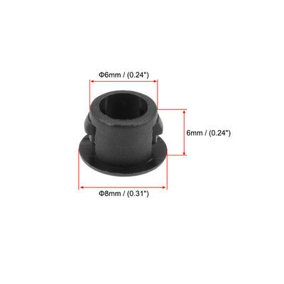 Harfington Uxcell Hole Plugs Black Plastic 6mm Snap in Locking Hole Tube Fastener Cover Flush Type Panel Plugs 100 Pcs