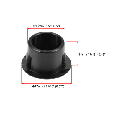 Harfington Uxcell Hole Plugs Black Plastic 13mm(1/2-inch) Snap in Locking Hole Tube Fastener Cover Flush Type Panel Plugs 50 Pcs