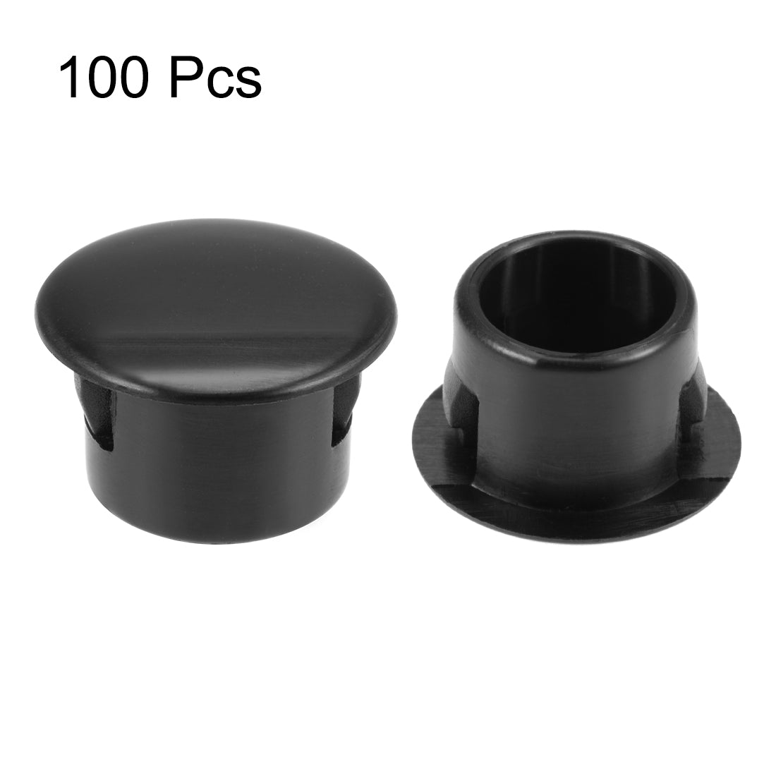 uxcell Uxcell Hole Plugs Black Plastic 13mm(1/2-inch) Snap in Locking Hole Tube Fastener Cover Flush Type Panel Plugs 100 Pcs