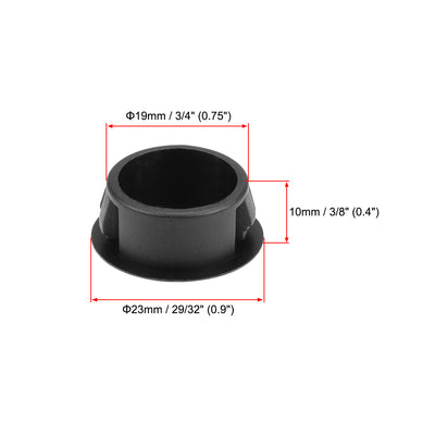 Harfington Uxcell Hole Plugs Black Plastic 19mm(3/4-inch) Snap in Locking Hole Tube Fastener Cover Flush Type Panel Plugs 23mm Cap Diameter 50 Pcs