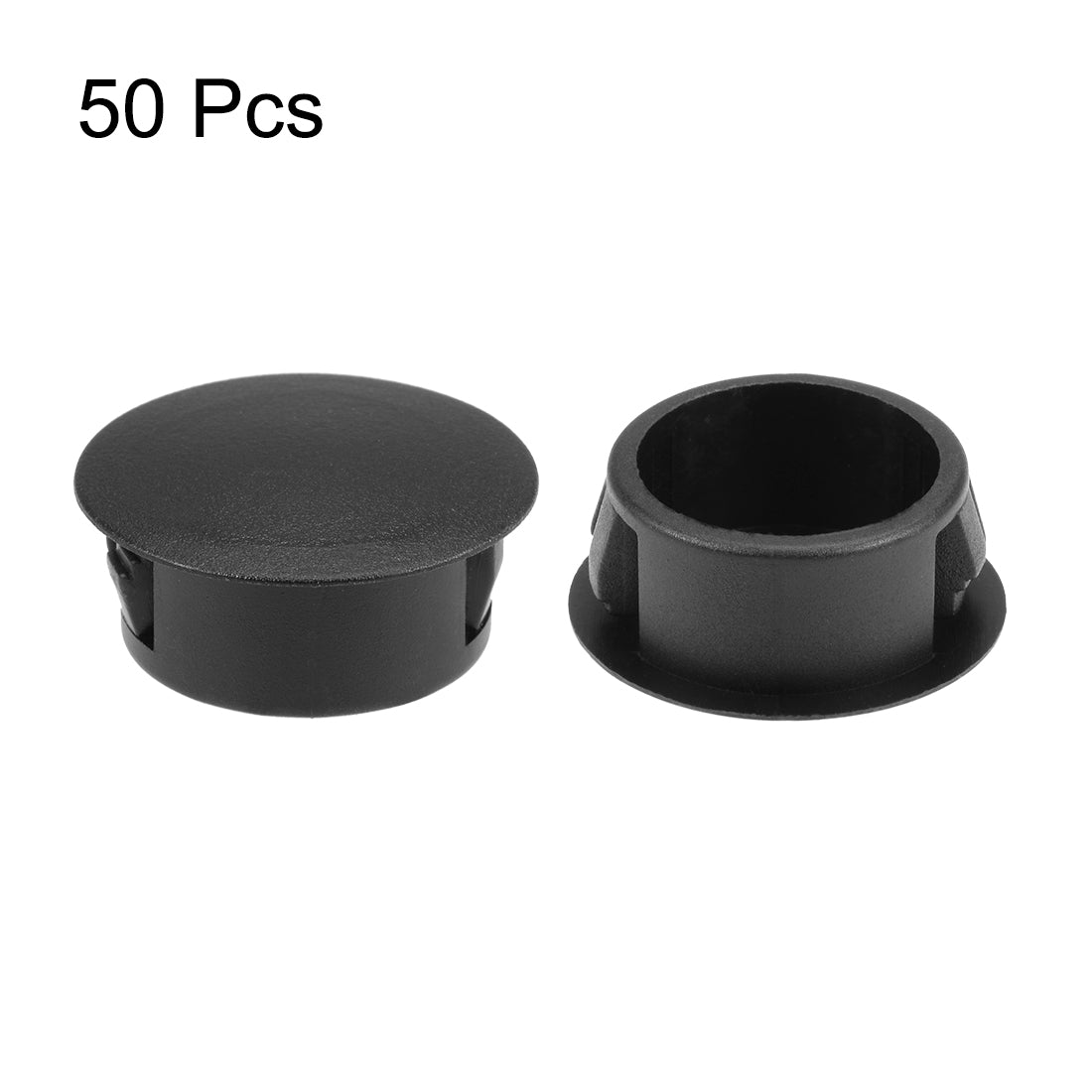 uxcell Uxcell Hole Plugs Black Plastic 20mm(13/16-inch) Snap in Locking Hole Tube Fastener Cover Flush Type Panel Plugs 24mm Cap Diameter 50 Pcs