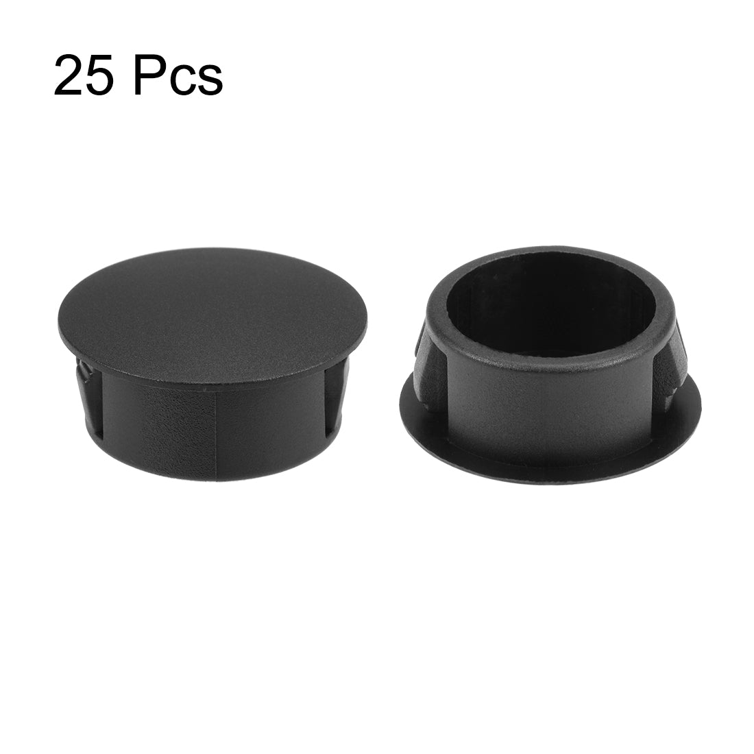 uxcell Uxcell Hole Plugs Black Plastic 22mm(7/8-inch) Snap in Locking Hole Tube Fastener Cover Flush Type Panel Plugs 25 Pcs