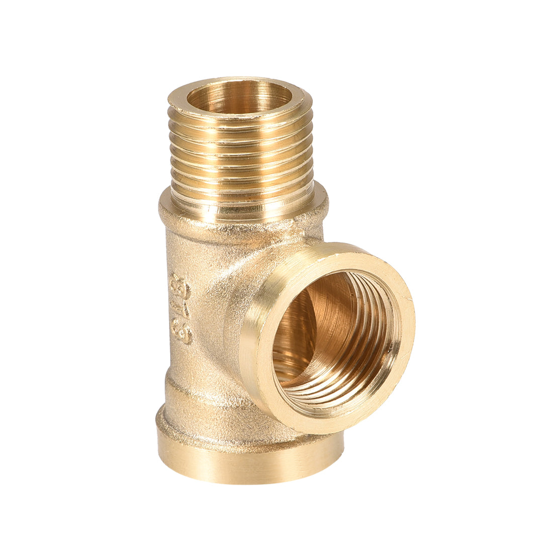 uxcell Uxcell Brass Tee Pipe Fitting G1/2 Male x G1/2 Female x G1/2 Female T Shaped Connector Coupler