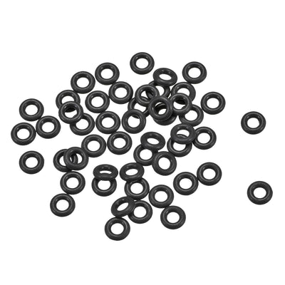 uxcell Uxcell Fluorine Rubber O Rings, 4mm OD, 2mm Inner Diameter, 1mm Width, Seal Gasket Black 50Pcs
