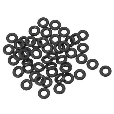 uxcell Uxcell Fluorine Rubber O Rings, 7mm OD, 3.2mm Inner Diameter, 1.9mm Width, Seal Gasket Black 50Pcs