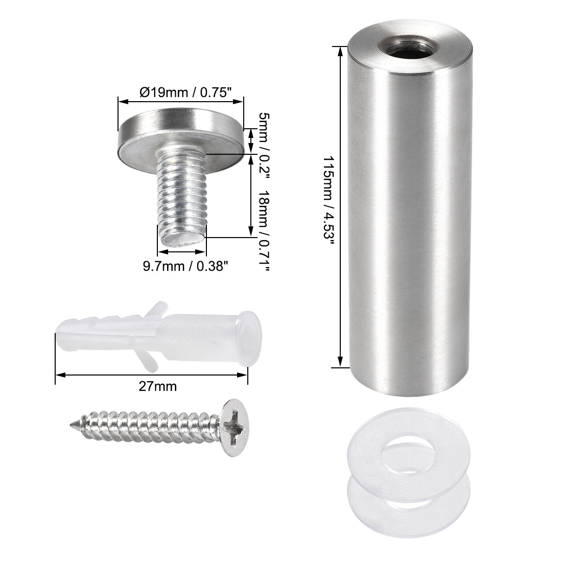 Harfington Glass Standoff Mount Stainless Steel Wall Standoff Holder, Advertising Nails with Mounting Screws