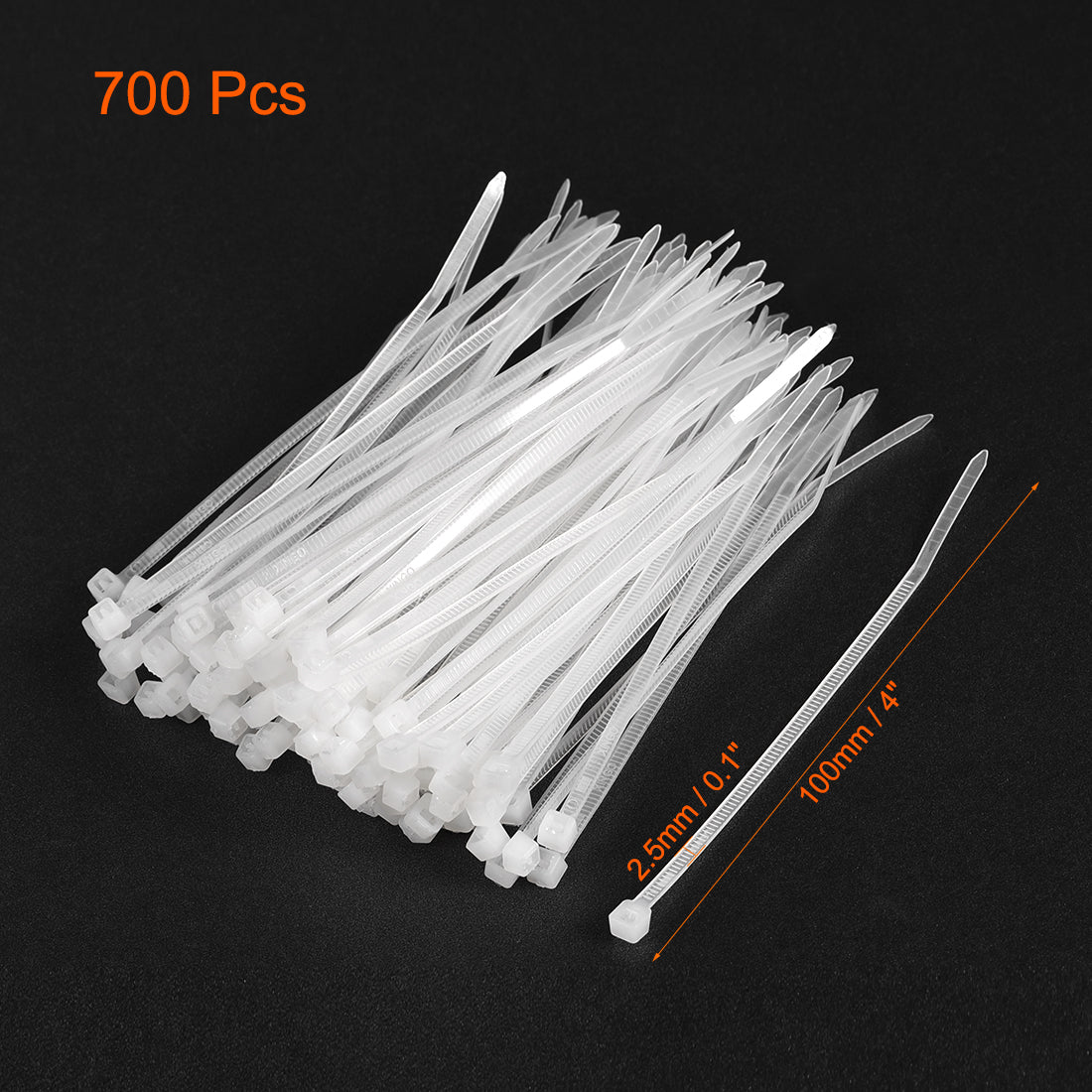uxcell Uxcell Cable Zip Ties 100mmx2.5mm Self-Locking Nylon Tie Wraps White 700pcs