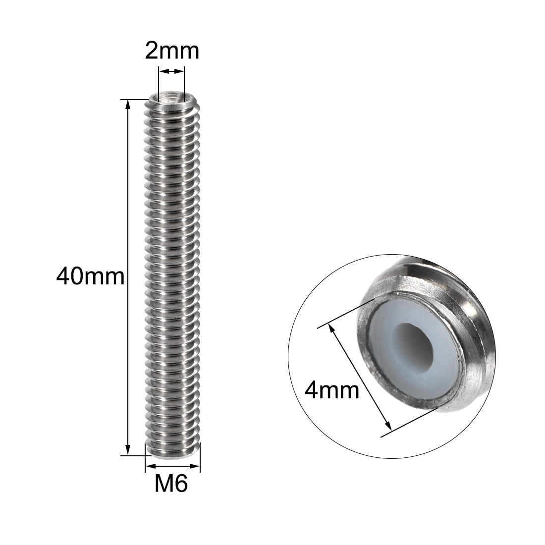 uxcell Uxcell M6x40mm Extruder 1.75mm Throat Tube for 3D Printer