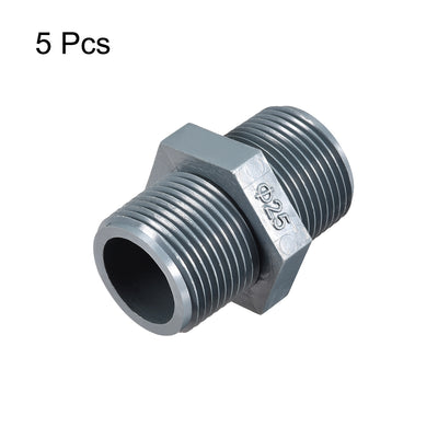 Harfington Uxcell Pipe Fittings Connector G3/4 xG3/4 Male Thread Adapter Plastic Hex Connector 5pcs