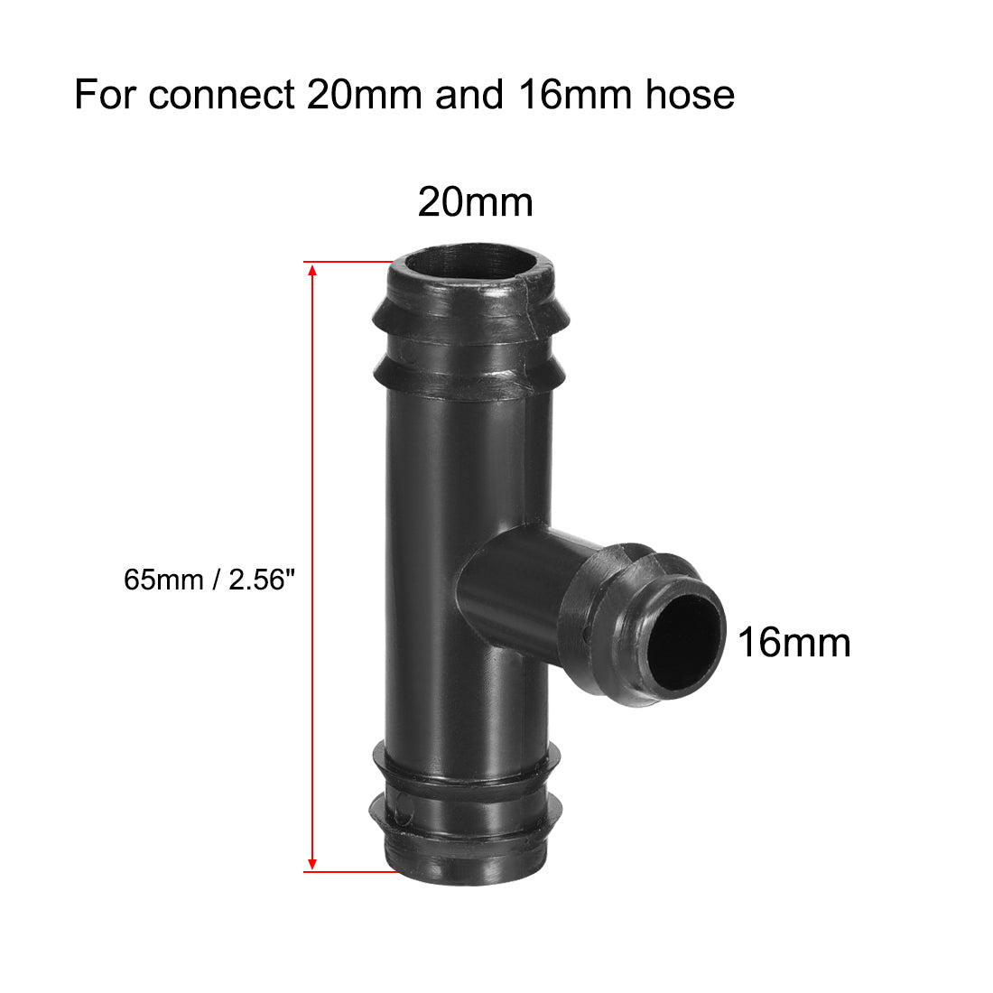uxcell Uxcell Barb Drip Tee Pipe Connector 16/20 Hose Fitting Plastic 5pcs