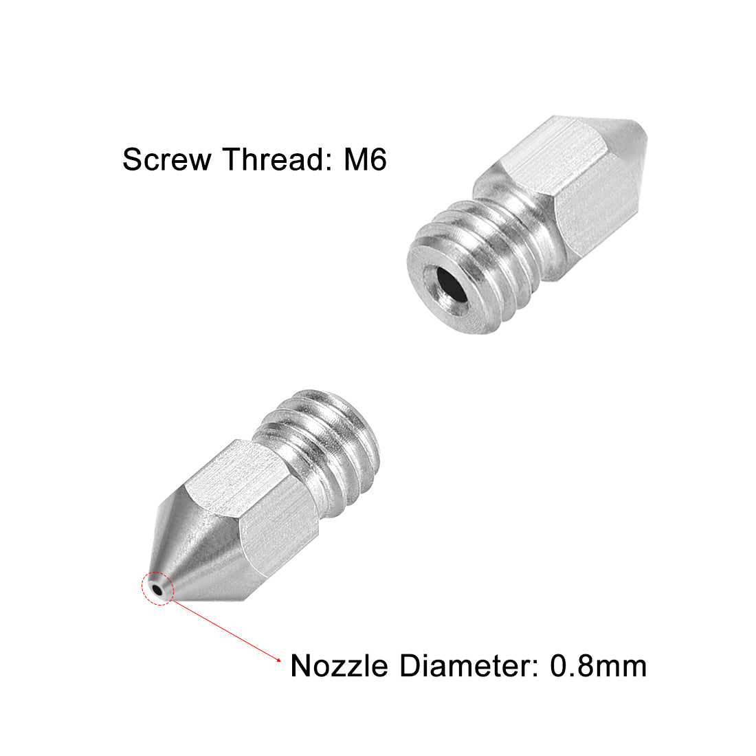 uxcell Uxcell 3D Printer Nozzle,Stainless Steel Nozzle,Extruder Print Head for Filament 3D Printer