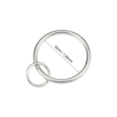 Harfington Uxcell Curtain Ring Metal 32mm Inner Dia Drapery Ring for Curtain Rods Silver Tone 14 Pcs