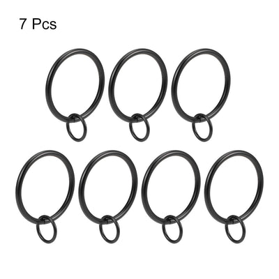 Harfington Uxcell Curtain Ring Metal 37mm Inner Dia Drapery Ring for Curtain Rods Black 7 Pcs