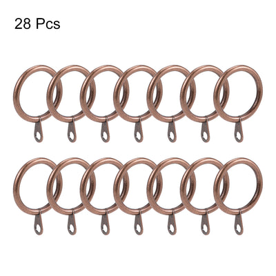 Harfington Uxcell Curtain Rings Metal 28mm Inner Dia Drapery Ring for Curtain Rods Copper 28 Pcs