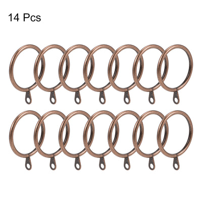 Harfington Uxcell Curtain Rings Metal 38mm Inner Dia Drapery Ring for Curtain Rods Red Bronze 14 Pcs