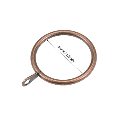 Harfington Uxcell Curtain Rings Metal 38mm Inner Dia Drapery Ring for Curtain Rods Copper 28 Pcs