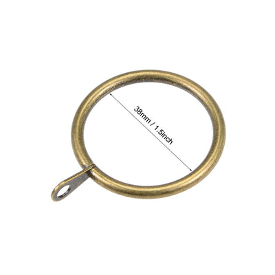 Harfington Uxcell Curtain Rings Metal 38mm Inner Dia Drapery Ring for Curtain Rods Bronze 14 Pcs
